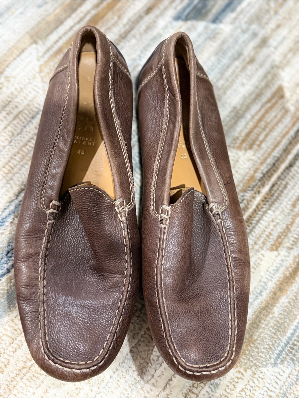 Geox Brown Pebbled Leather Slip-On Moccasins